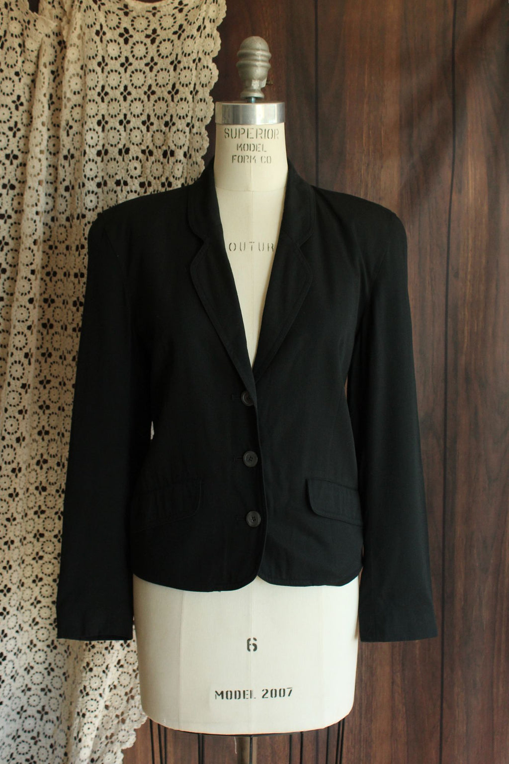 Vintage 1990s 2000s Liz Sport Petite Black Blazer