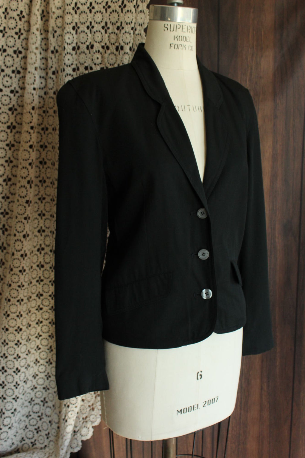 Vintage 1990s 2000s Liz Sport Petite Black Blazer
