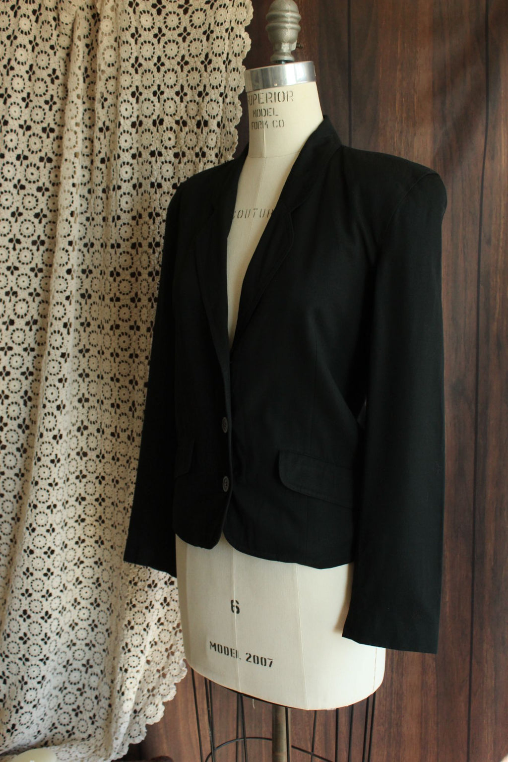 Vintage 1990s 2000s Liz Sport Petite Black Blazer