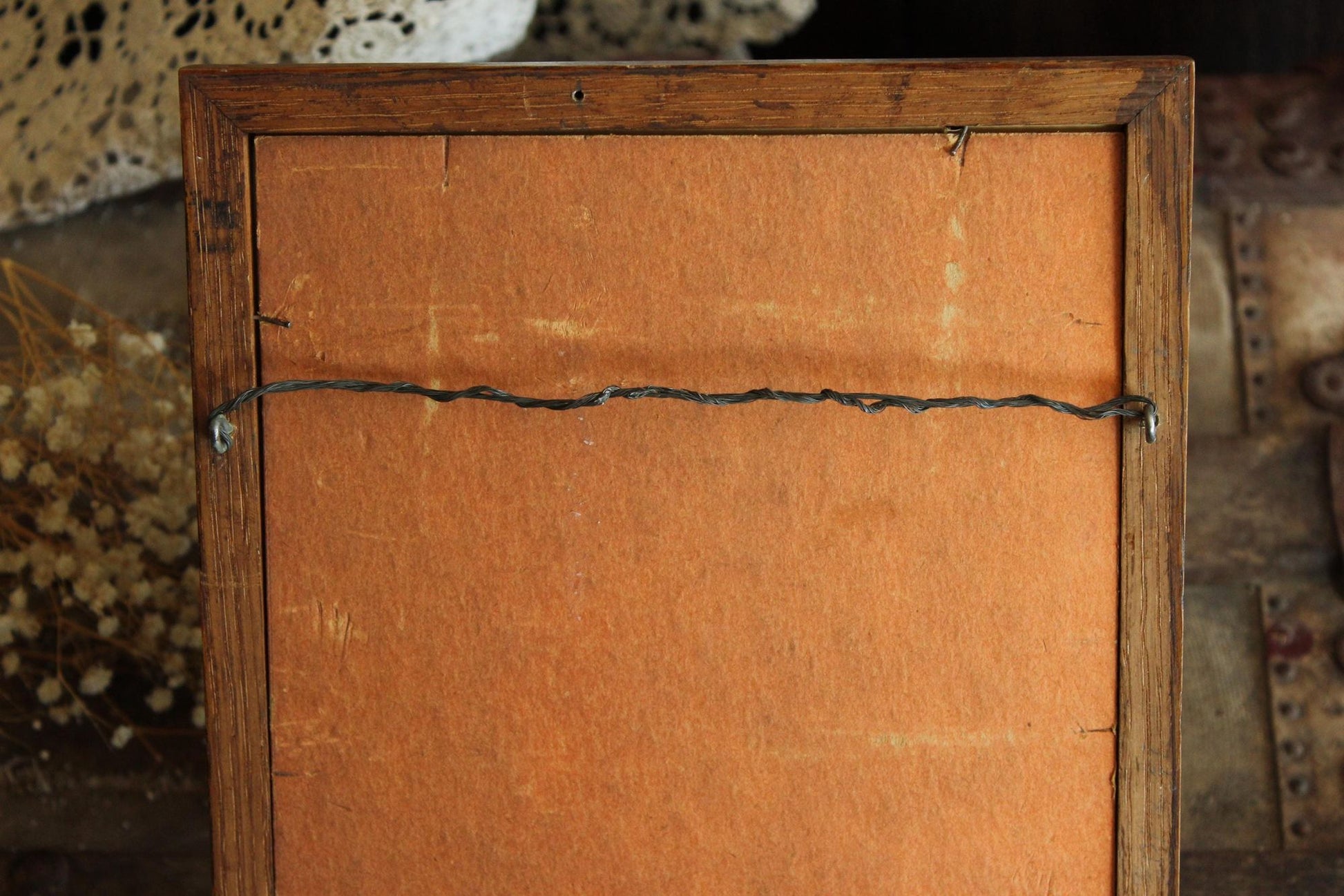 Handmade Framed Pressed Dried Lavender in A Vintage Wood Frame