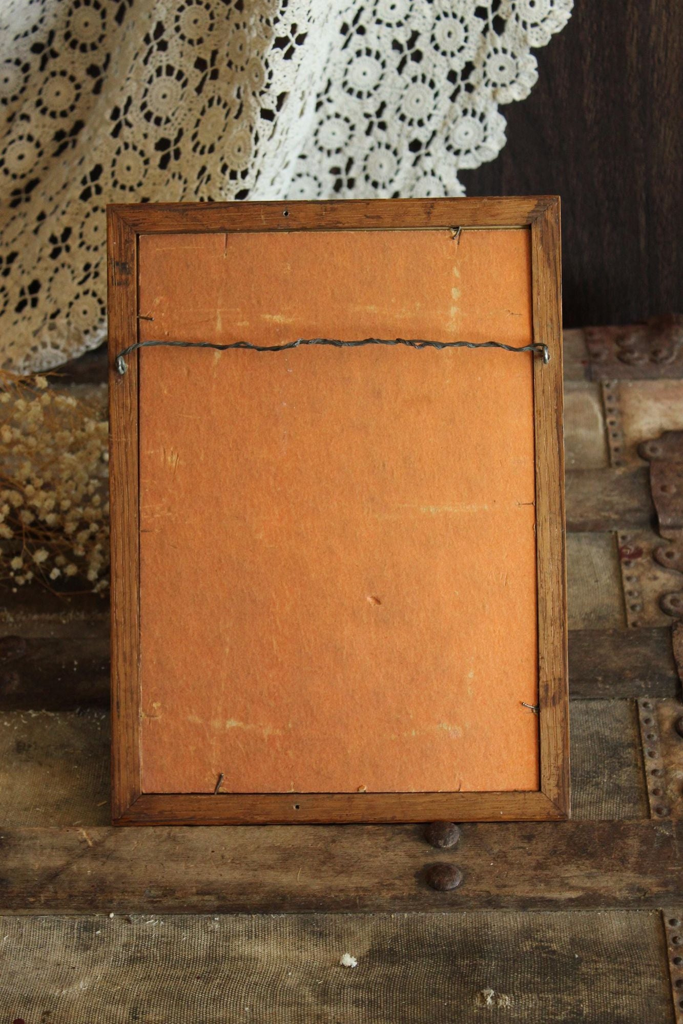 Handmade Framed Pressed Dried Lavender in A Vintage Wood Frame