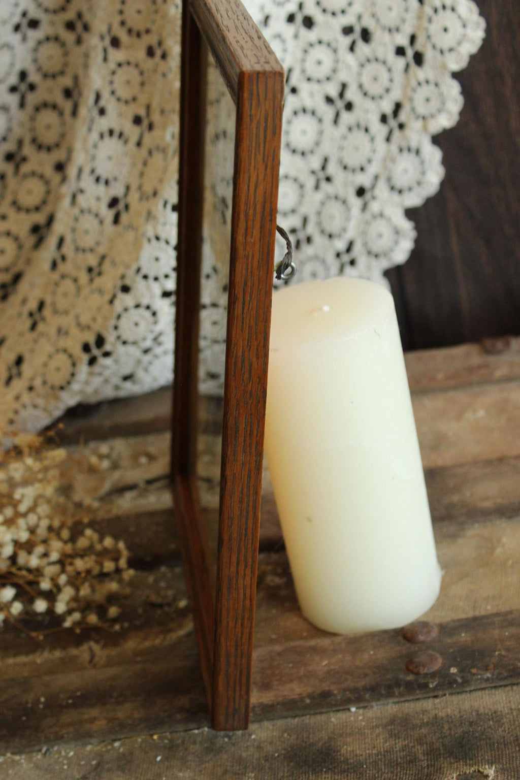 Handmade Framed Pressed Dried Lavender in A Vintage Wood Frame