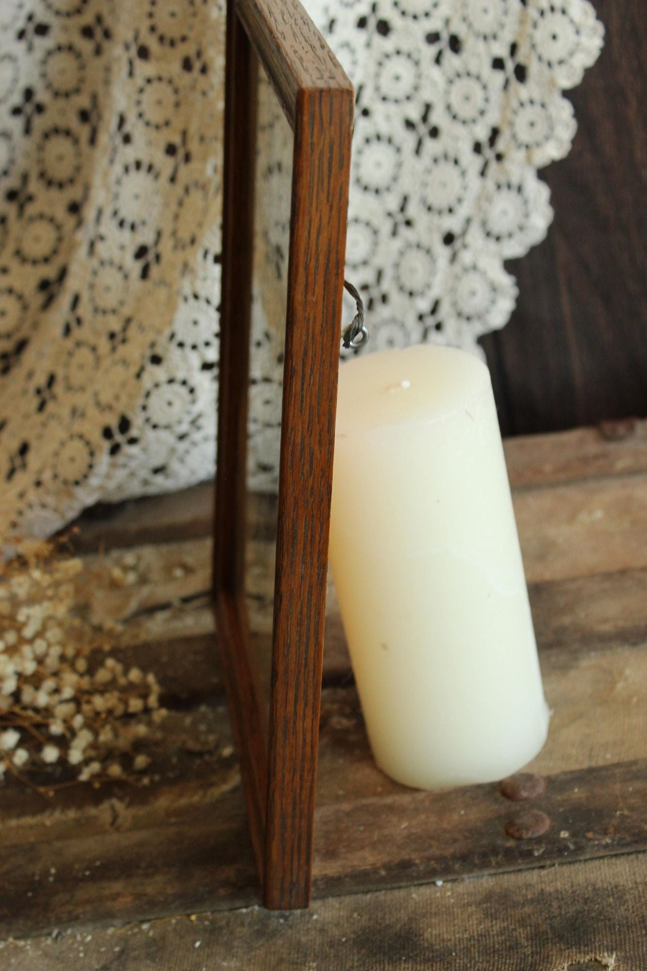 Handmade Framed Pressed Dried Lavender in A Vintage Wood Frame