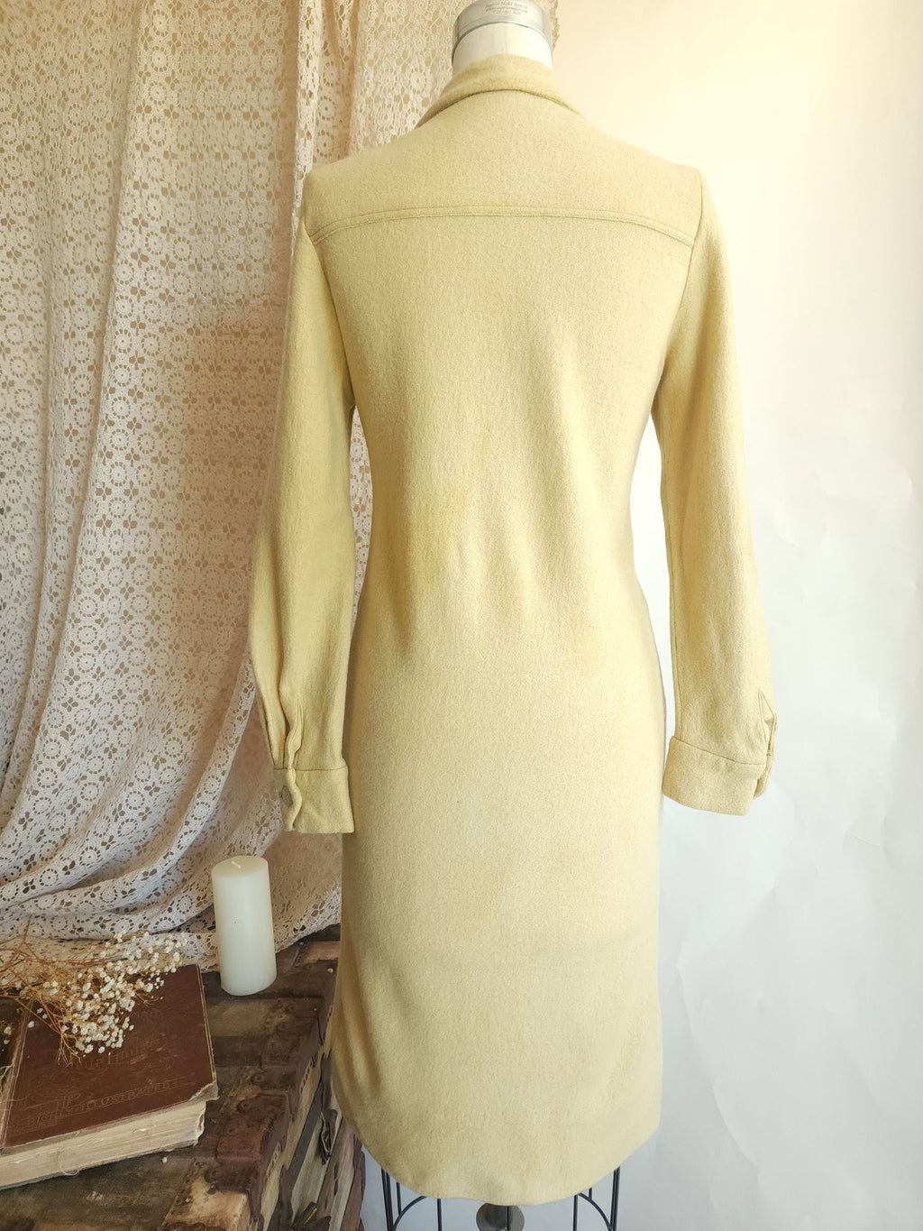 Vintage 1960s Fred Rothschild Yellow Wool Coat Dress