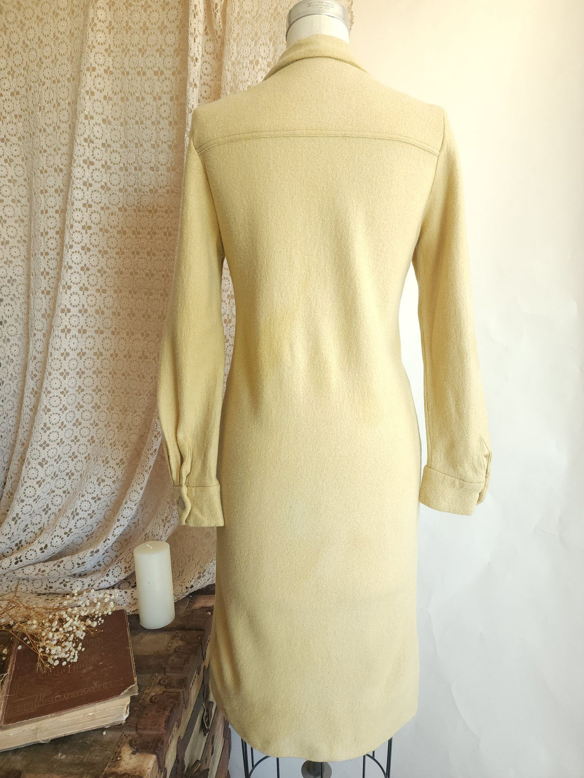 Vintage 1960s Fred Rothschild Yellow Wool Coat Dress