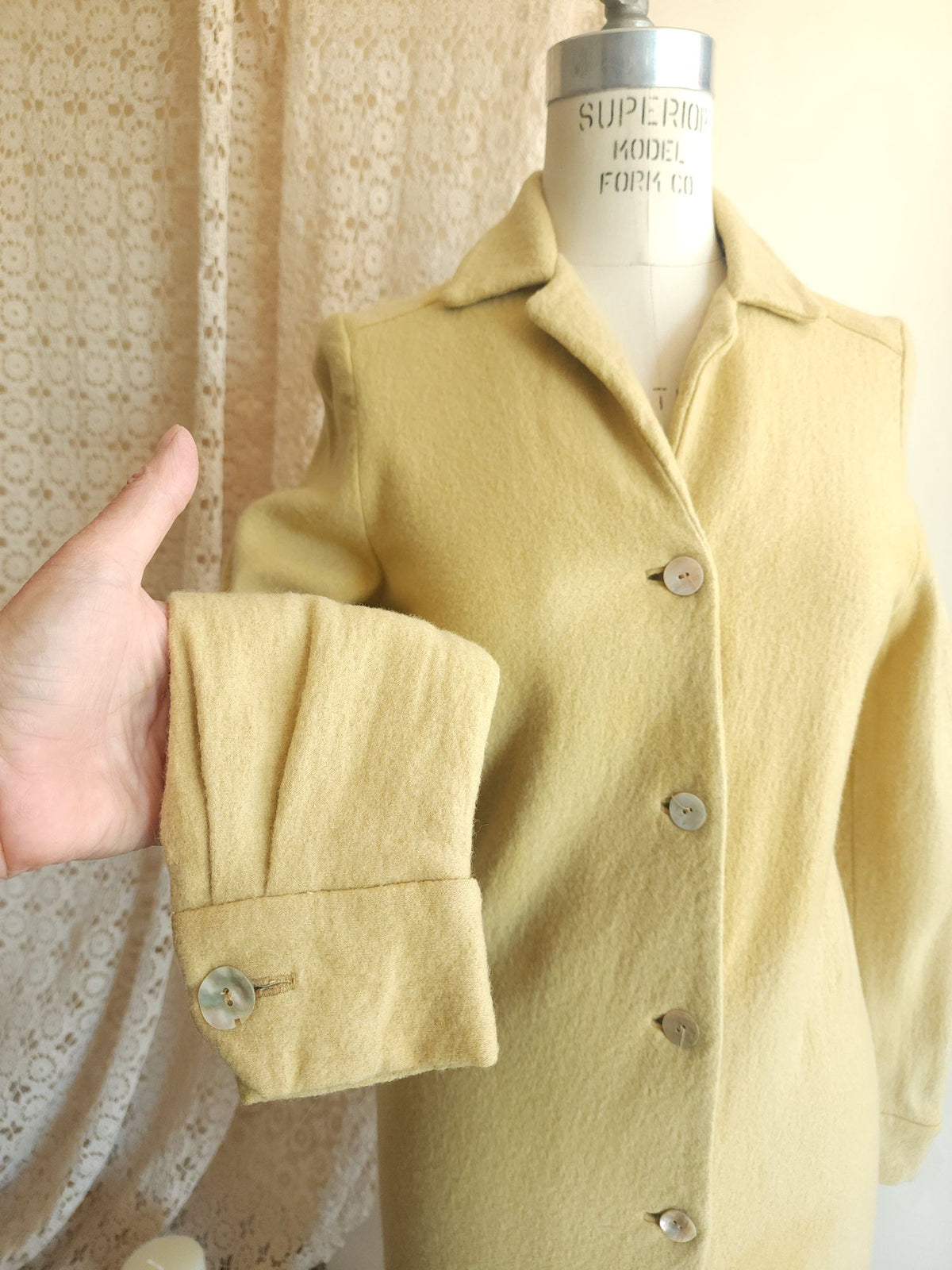 Vintage 1960s Fred Rothschild Yellow Wool Coat Dress
