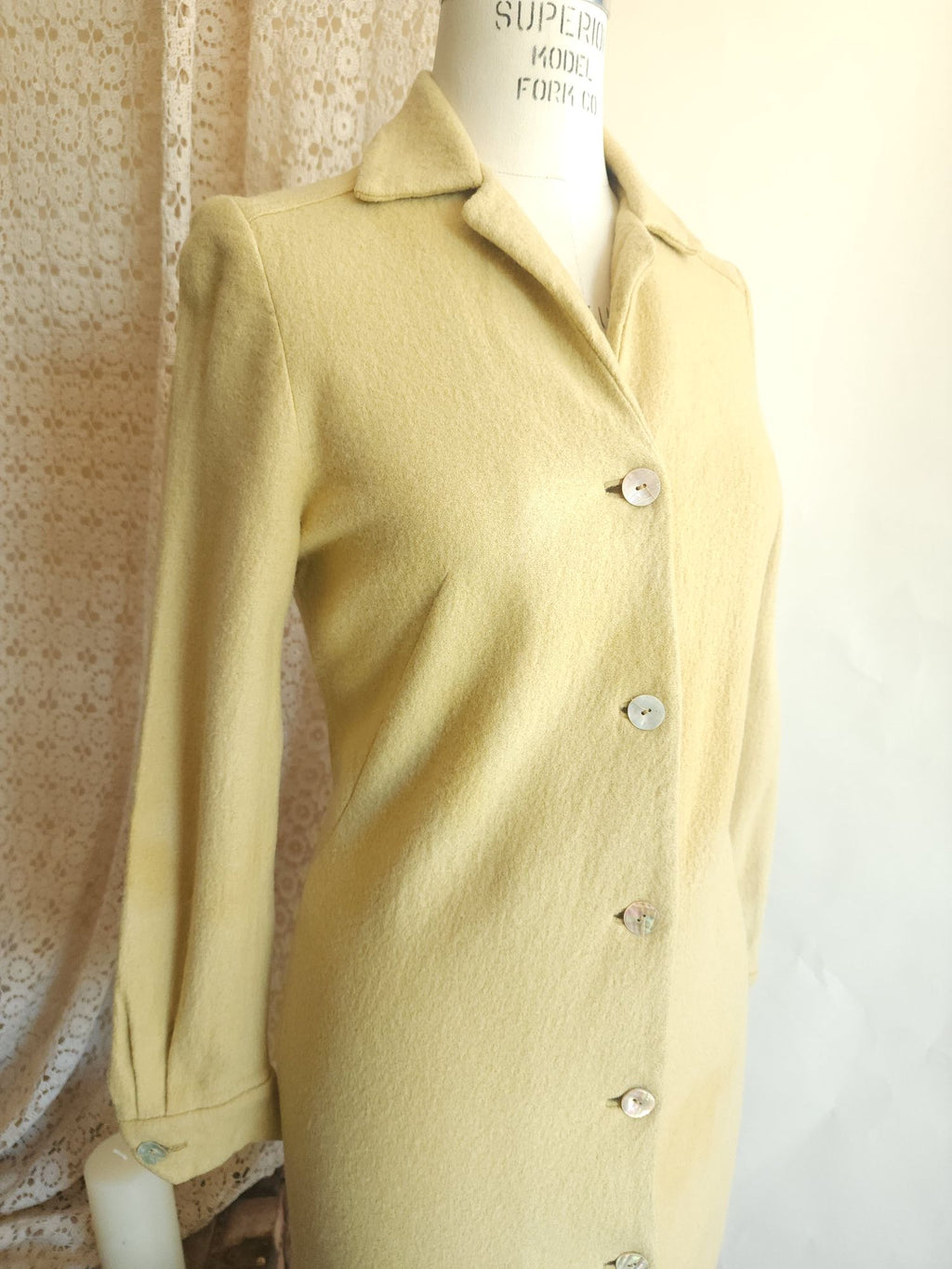 Vintage 1960s Fred Rothschild Yellow Wool Coat Dress