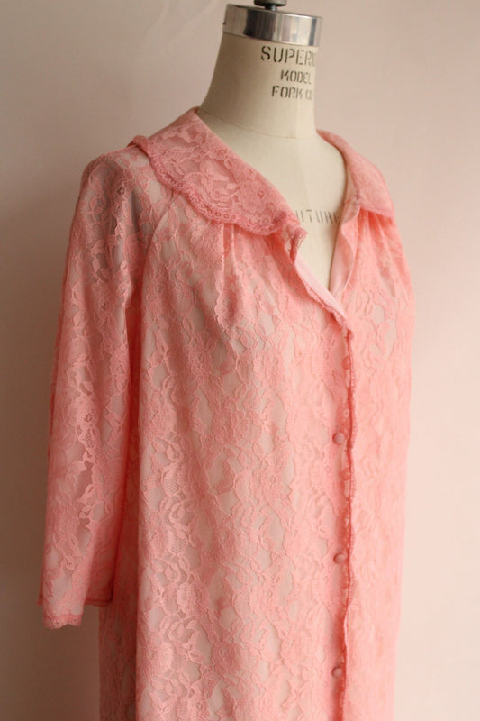 Vintage 1960s Gossard Artemis Pink Lace Robe