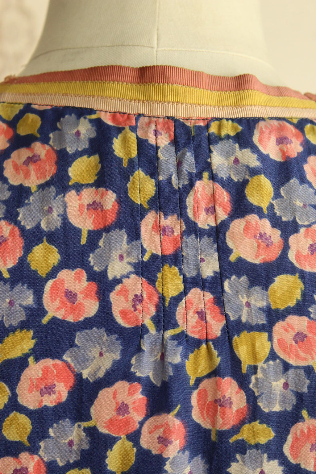 Vintage Antique 1920s Silk Blue and Pink Floral Print Day Dress