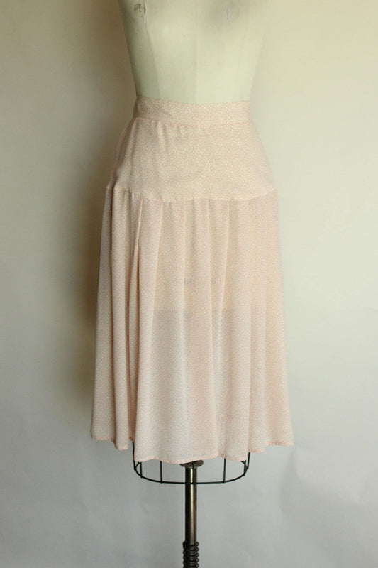 Vintage 1980s SK & Company Pink and Cream Skirt and Blouse Set