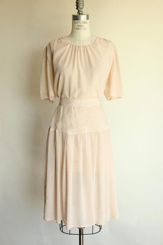 Vintage 1980s SK & Company Pink and Cream Skirt and Blouse Set