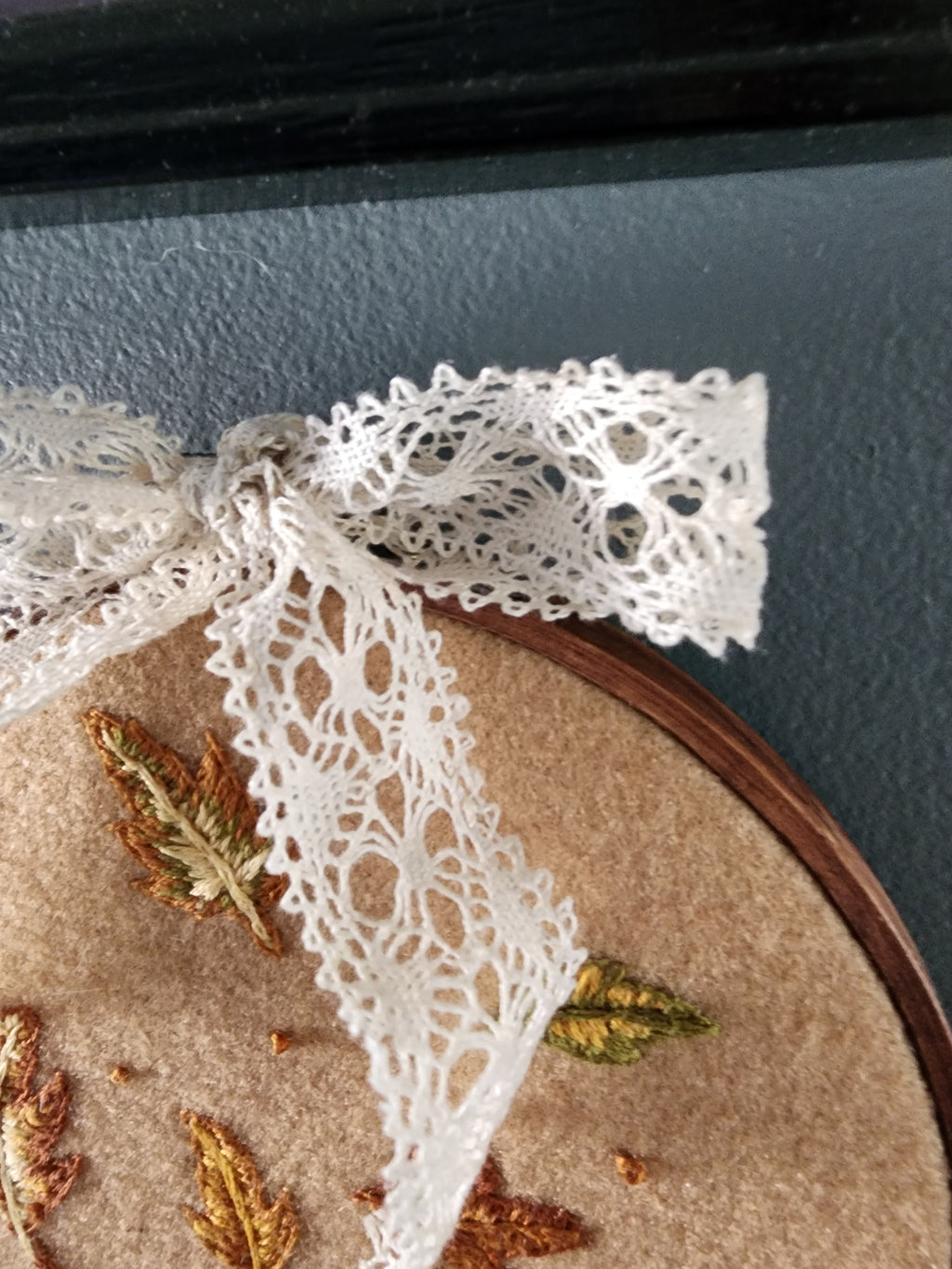 "Falling" Hand Embroidered Hoop Art