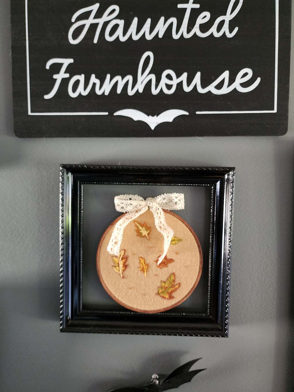 "Falling" Hand Embroidered Hoop Art