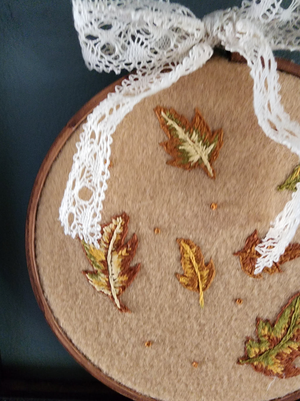 "Falling" Hand Embroidered Hoop Art