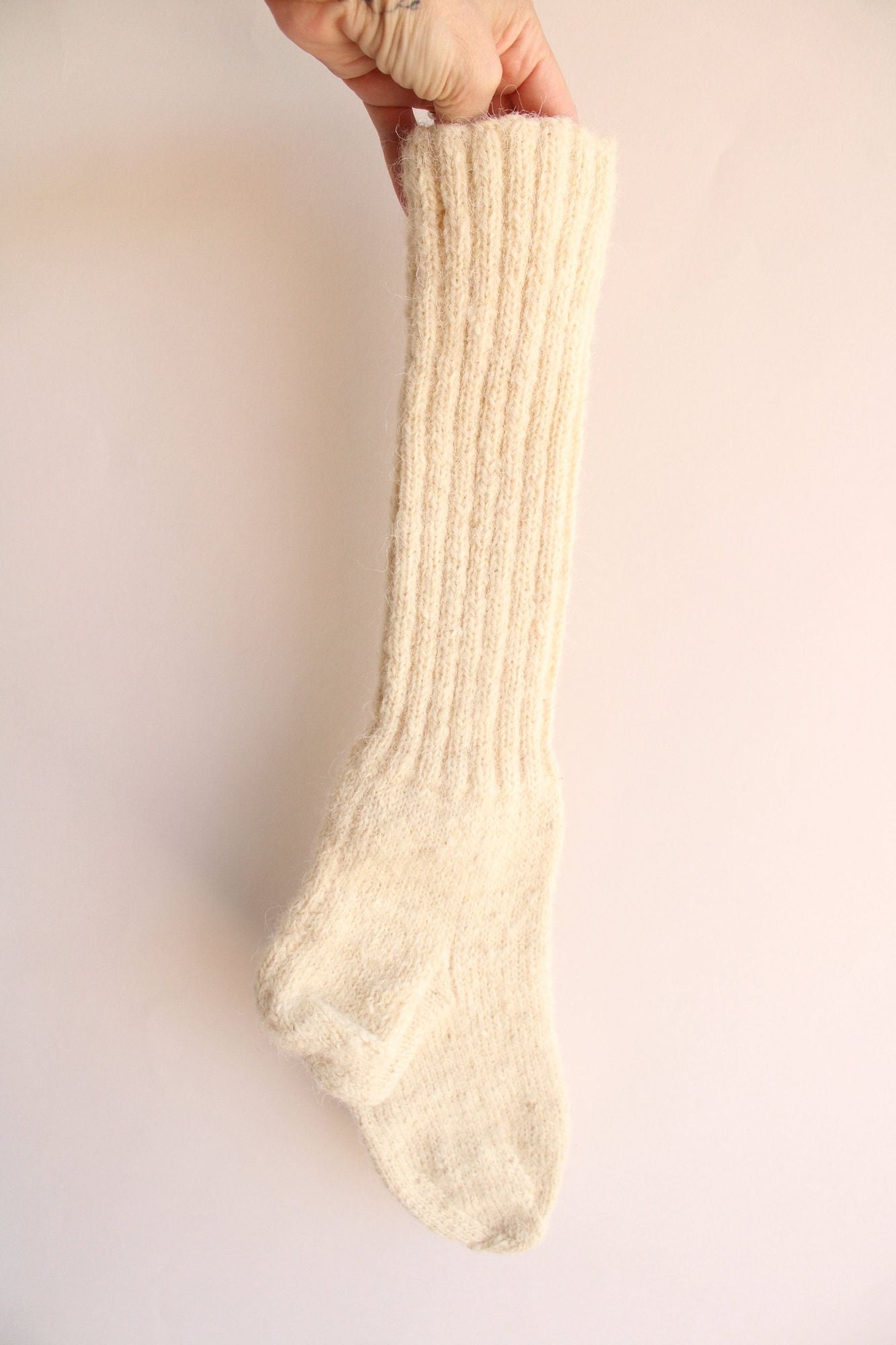 Vintage  Ivory Knit Wool Socks