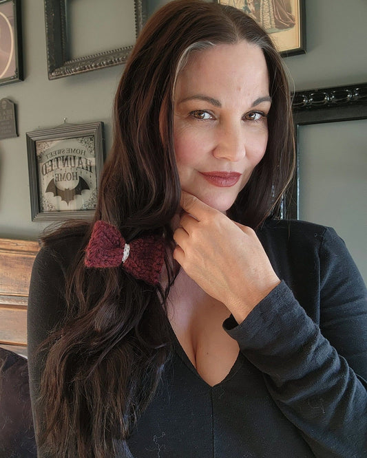 The Vamp Mini Hand Knit Hair Bow on Clip