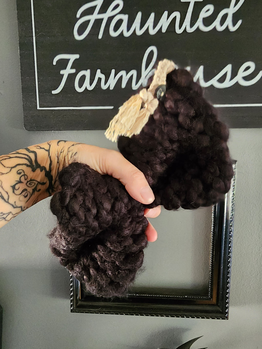 Extra Chunky Handknit Potholder or Trivet in Black