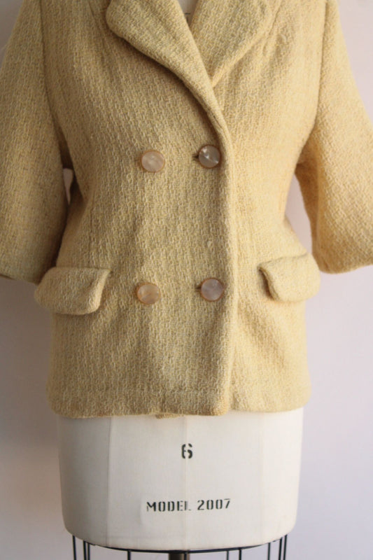 Vintage 1960s Yellow Jacket with Black velvet Collar