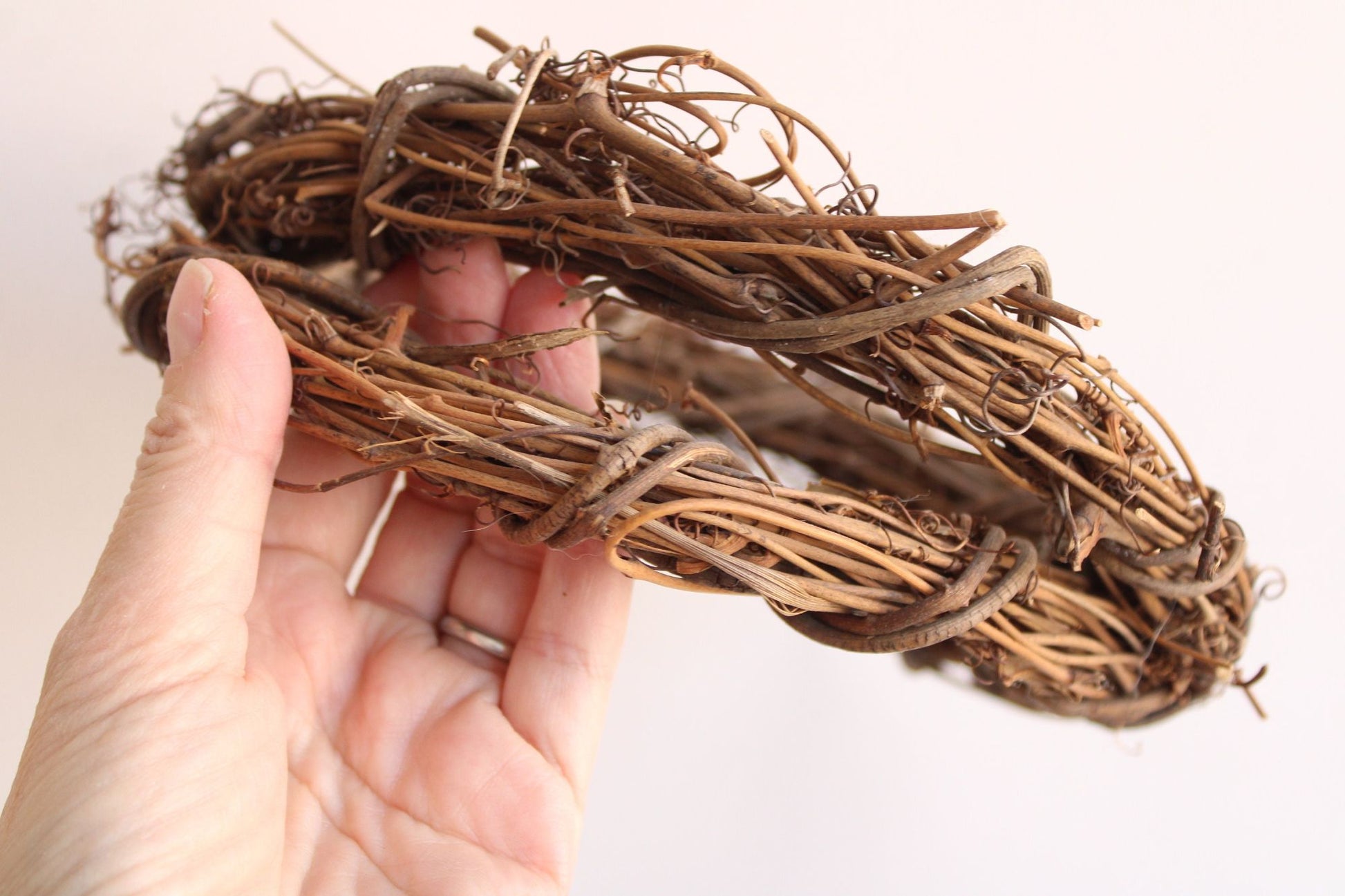 Grapevine Wreath, NOS, 6" Diameter, Single or Double, Natural Round