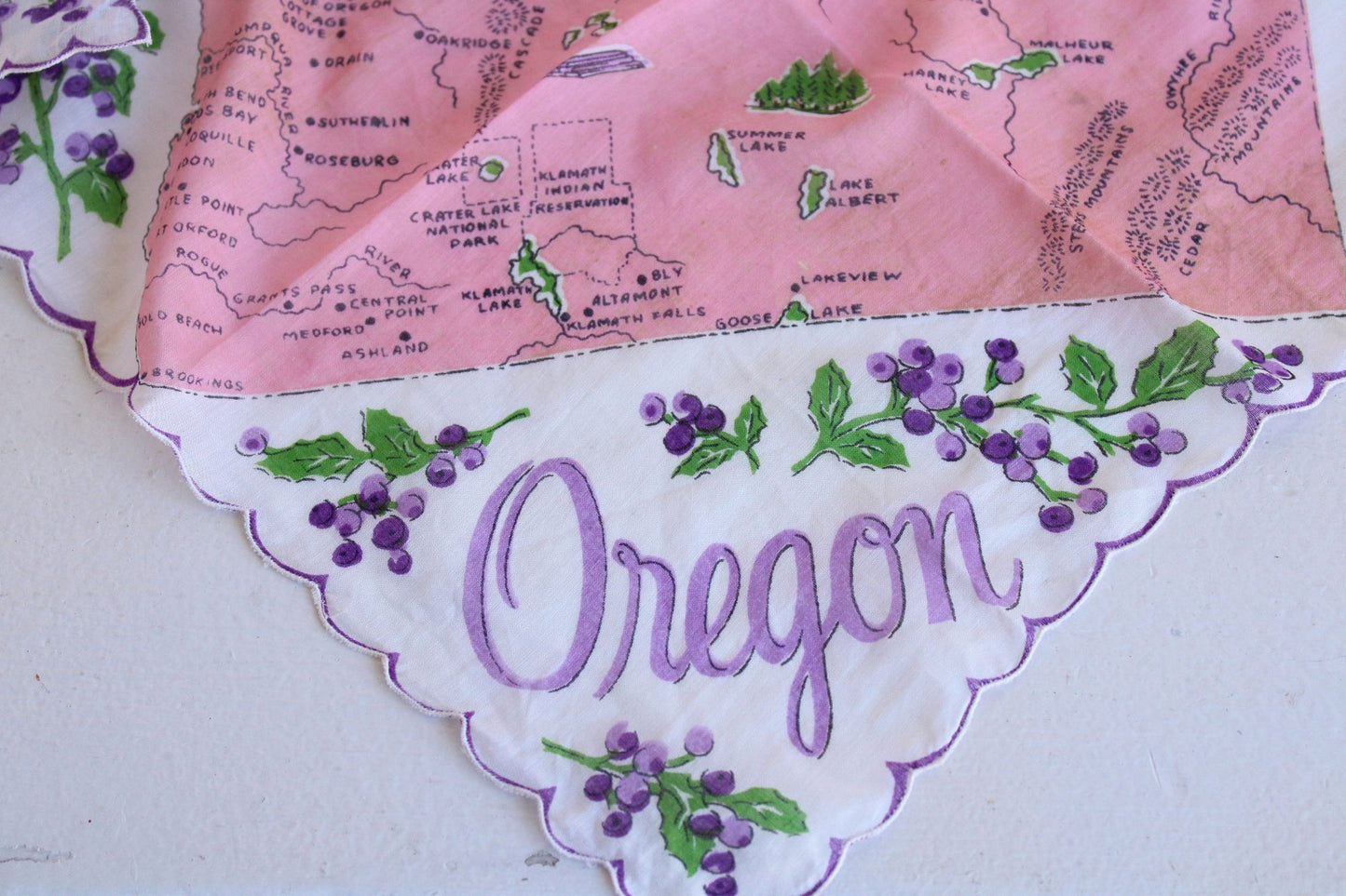 Vintage Oregon Souvenir Handkerchief