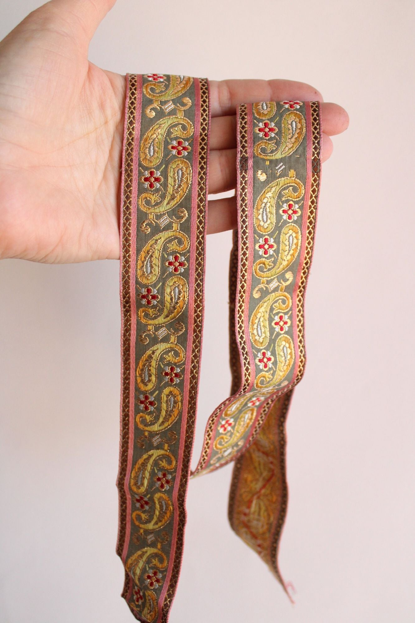 Vintage Jacquard Ribbon Trim, 2 yards long, 1.5 Inch Wide