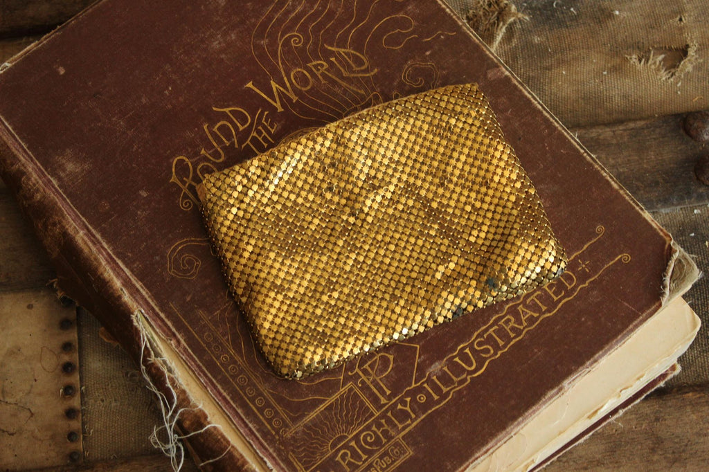 Vintage 1930s 1940s Gold Mesh Evening Clutch, Possible Whiting and Davis