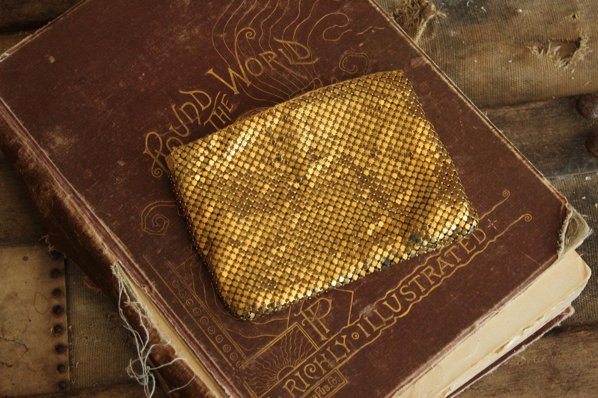 Vintage 1930s 1940s Gold Mesh Evening Clutch, Possible Whiting and Davis