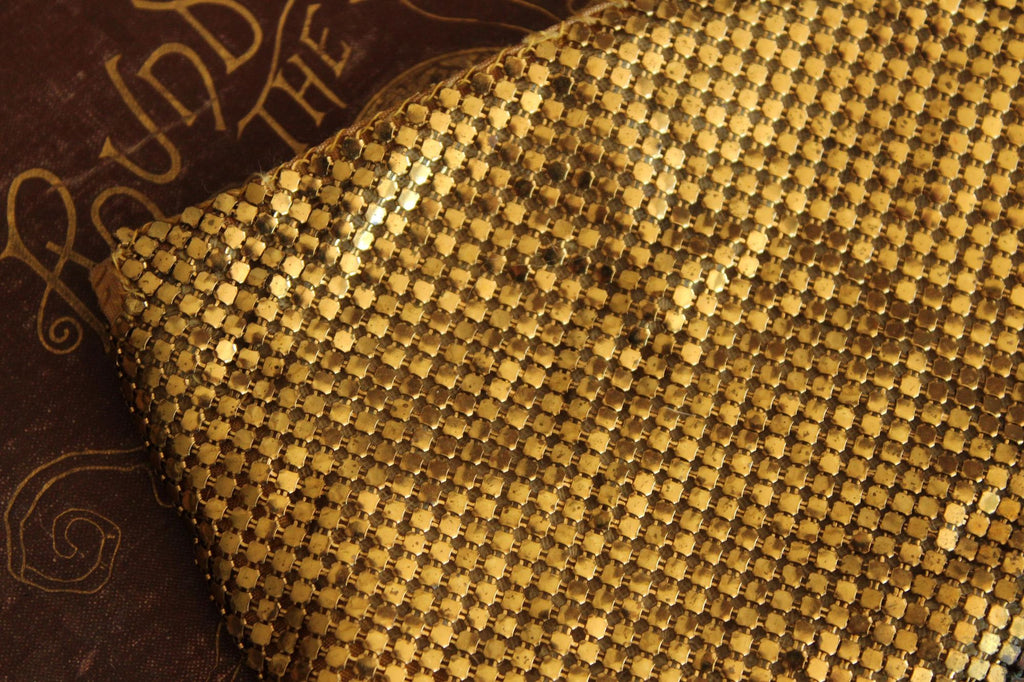 Vintage 1930s 1940s Gold Mesh Evening Clutch, Possible Whiting and Davis