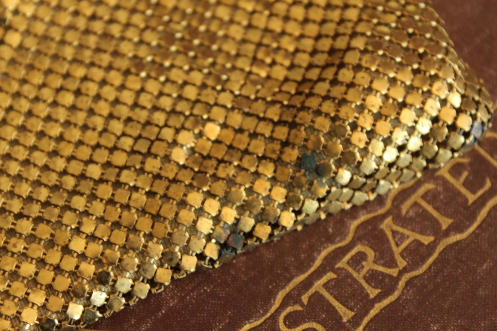 Vintage 1930s 1940s Gold Mesh Evening Clutch, Possible Whiting and Davis