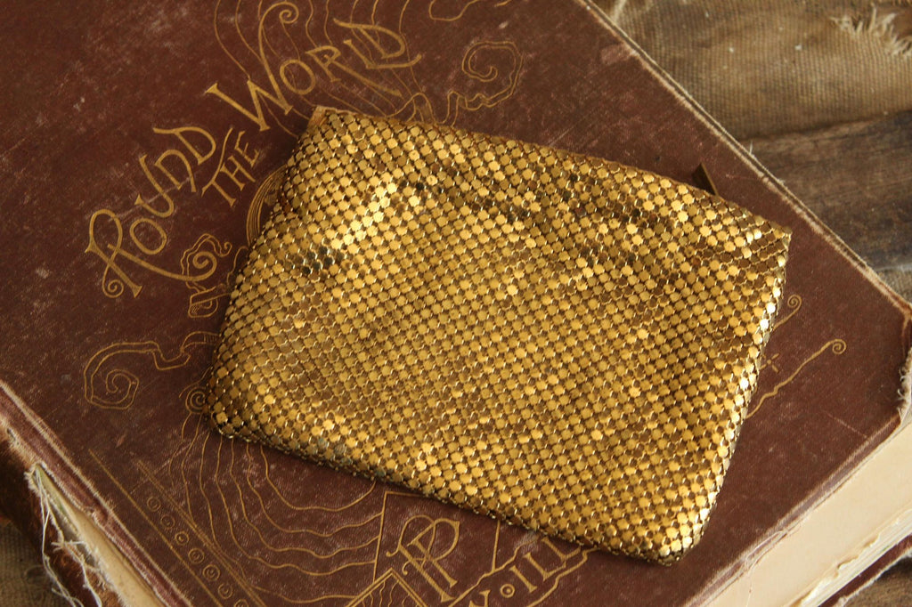 Vintage 1930s 1940s Gold Mesh Evening Clutch, Possible Whiting and Davis