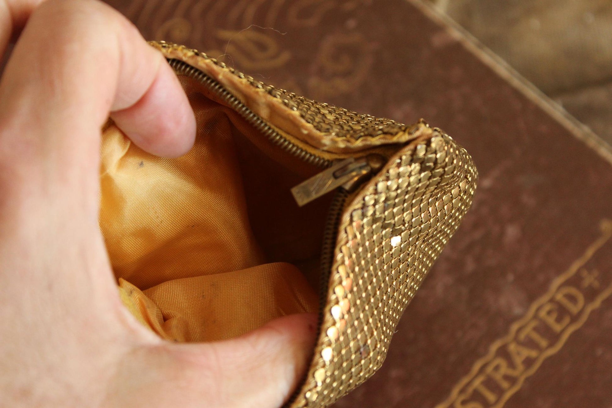Vintage 1930s 1940s Gold Mesh Evening Clutch, Possible Whiting and Davis