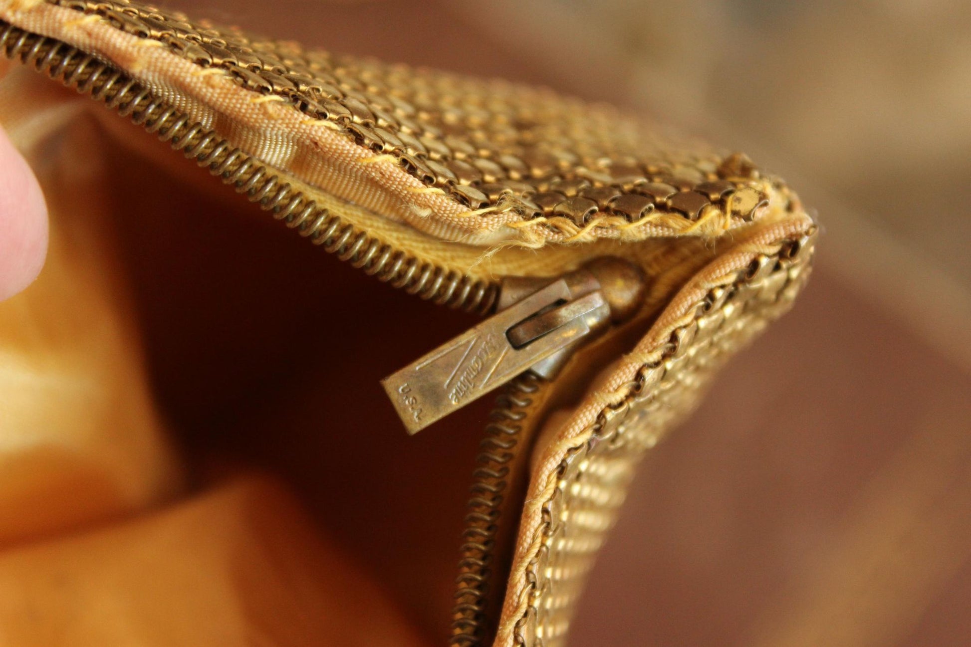 Vintage 1930s 1940s Gold Mesh Evening Clutch, Possible Whiting and Davis