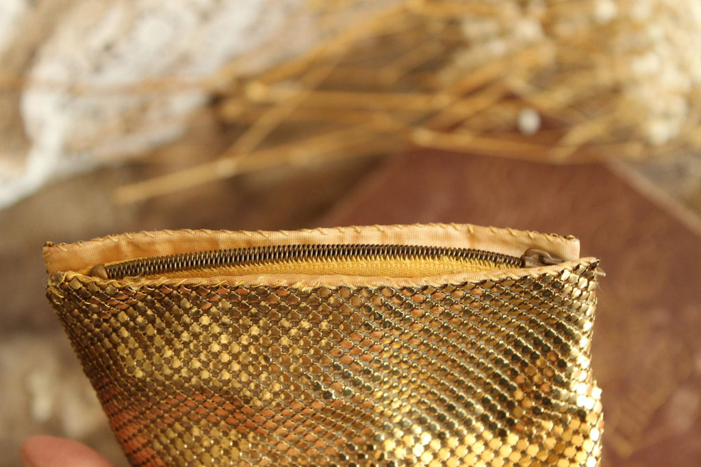 Vintage 1930s 1940s Gold Mesh Evening Clutch, Possible Whiting and Davis