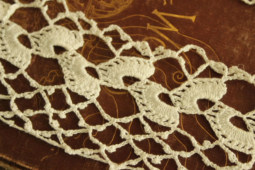Vintage Crochet Lace Sleeve Cuffs Or Collar Trim, White, Two,  13.5" by 2.5"
