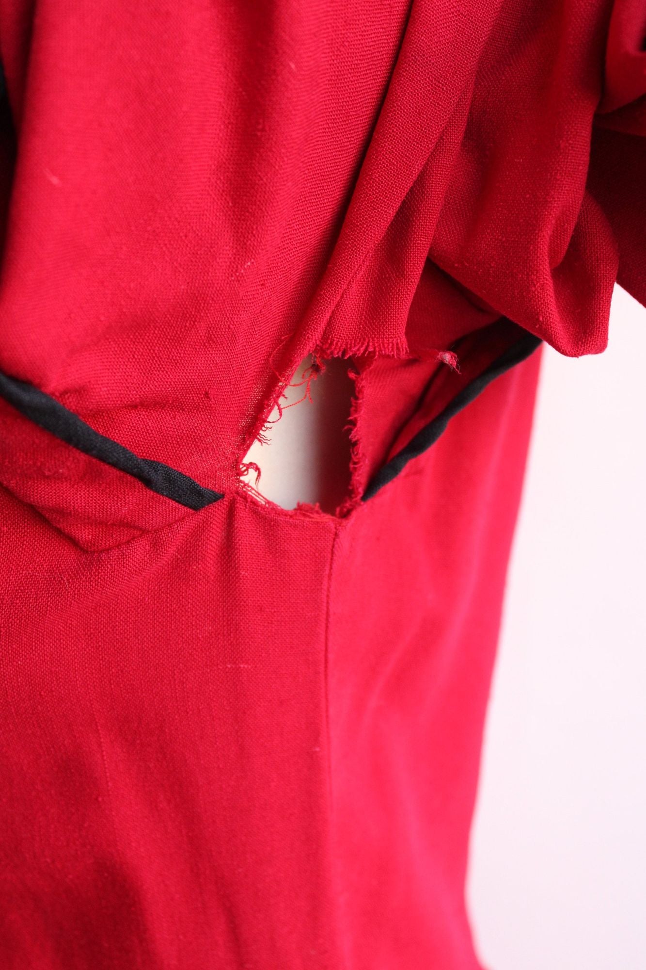 Vintage 1980s Joanie Char Red Silk Shirtwaist Dress
