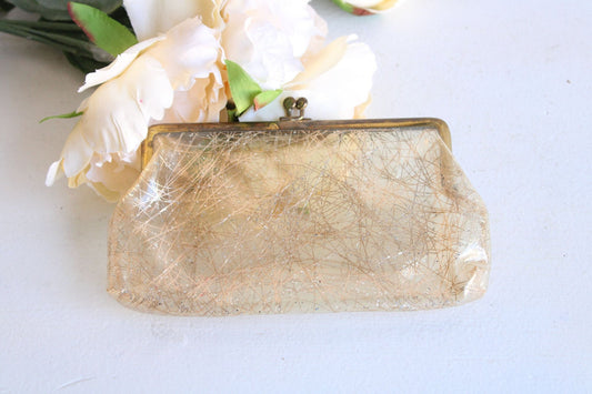 Vintage 1960's Clear Plastic and Gold Bag