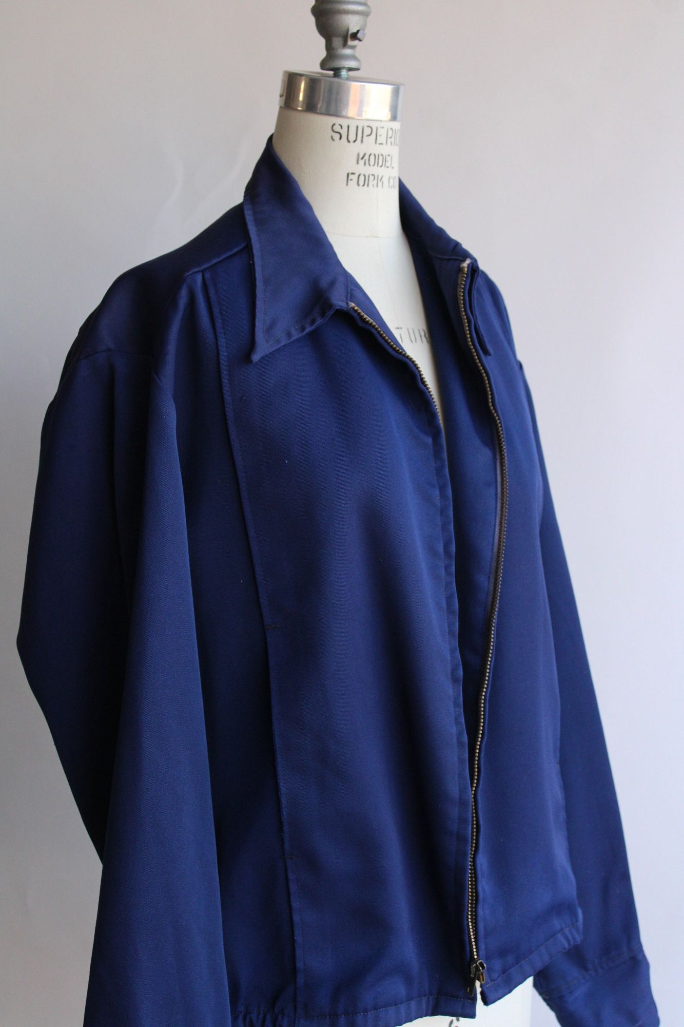 Vintage 1970s 1980s Mens Boss Uniform Co. Navy Blue Work Jacket