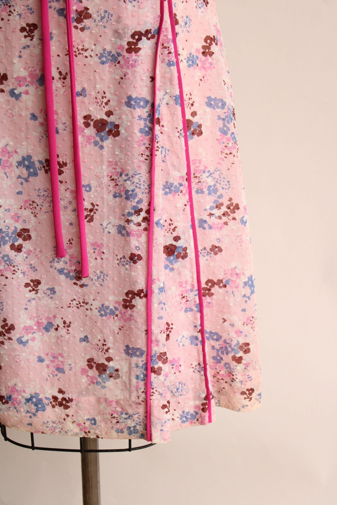 Vintage 1970s 1980s Pink Floral Print Cotton Sundress With Jacket and Belt