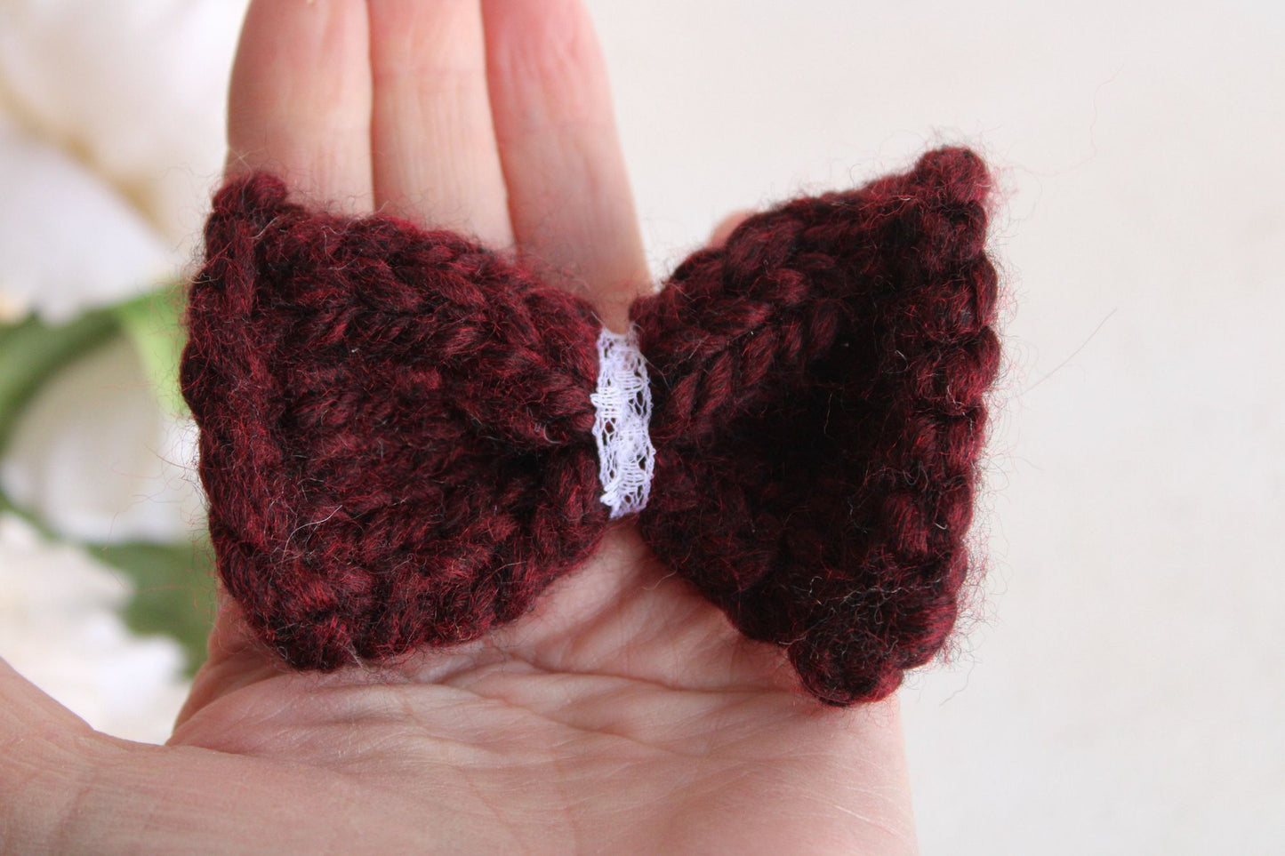 The Vamp Mini Hand Knit Hair Bow on Clip