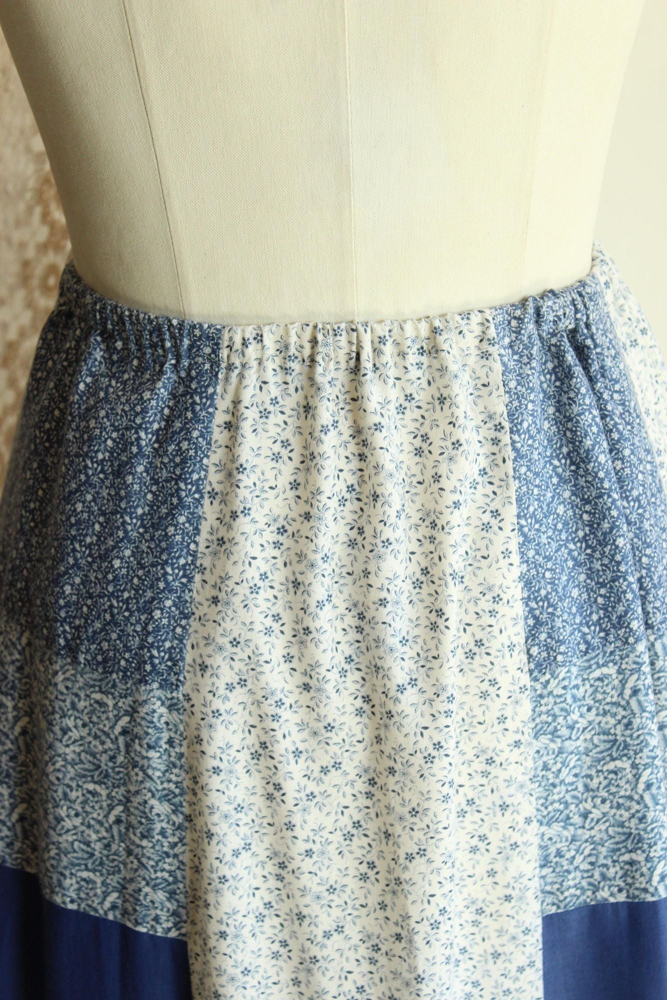 Vintage 1970s Volup Calico Patchwork Prairie Skirt