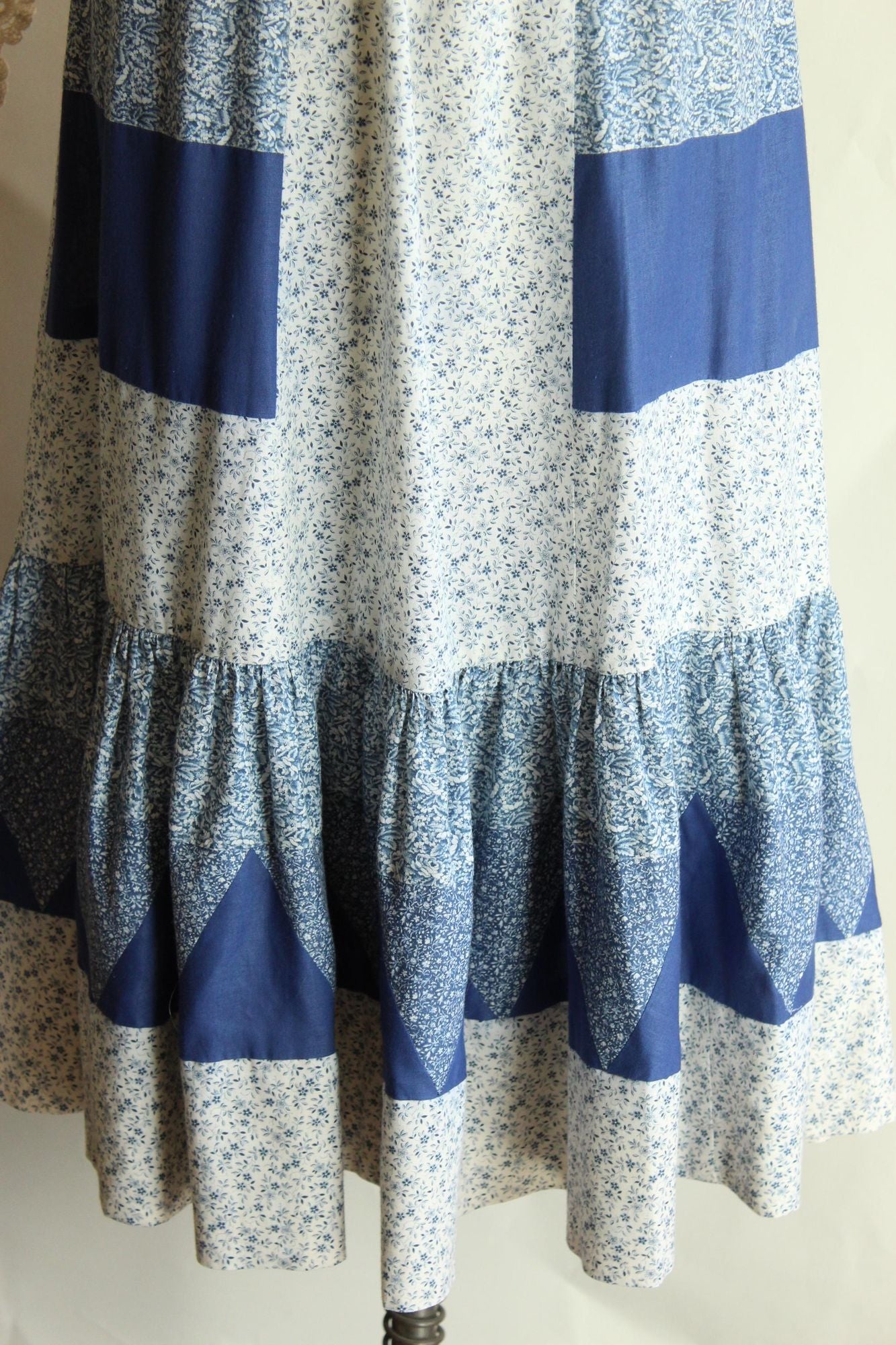 Vintage 1970s Volup Calico Patchwork Prairie Skirt