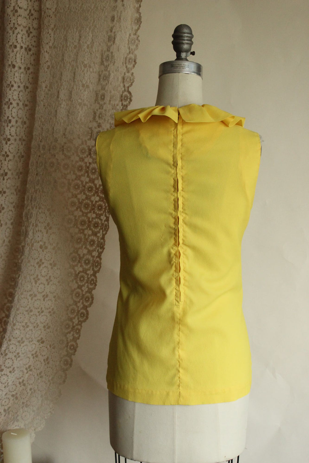 Vintage 1960s Teddi of California Yellow Ruffle Collar Blouse