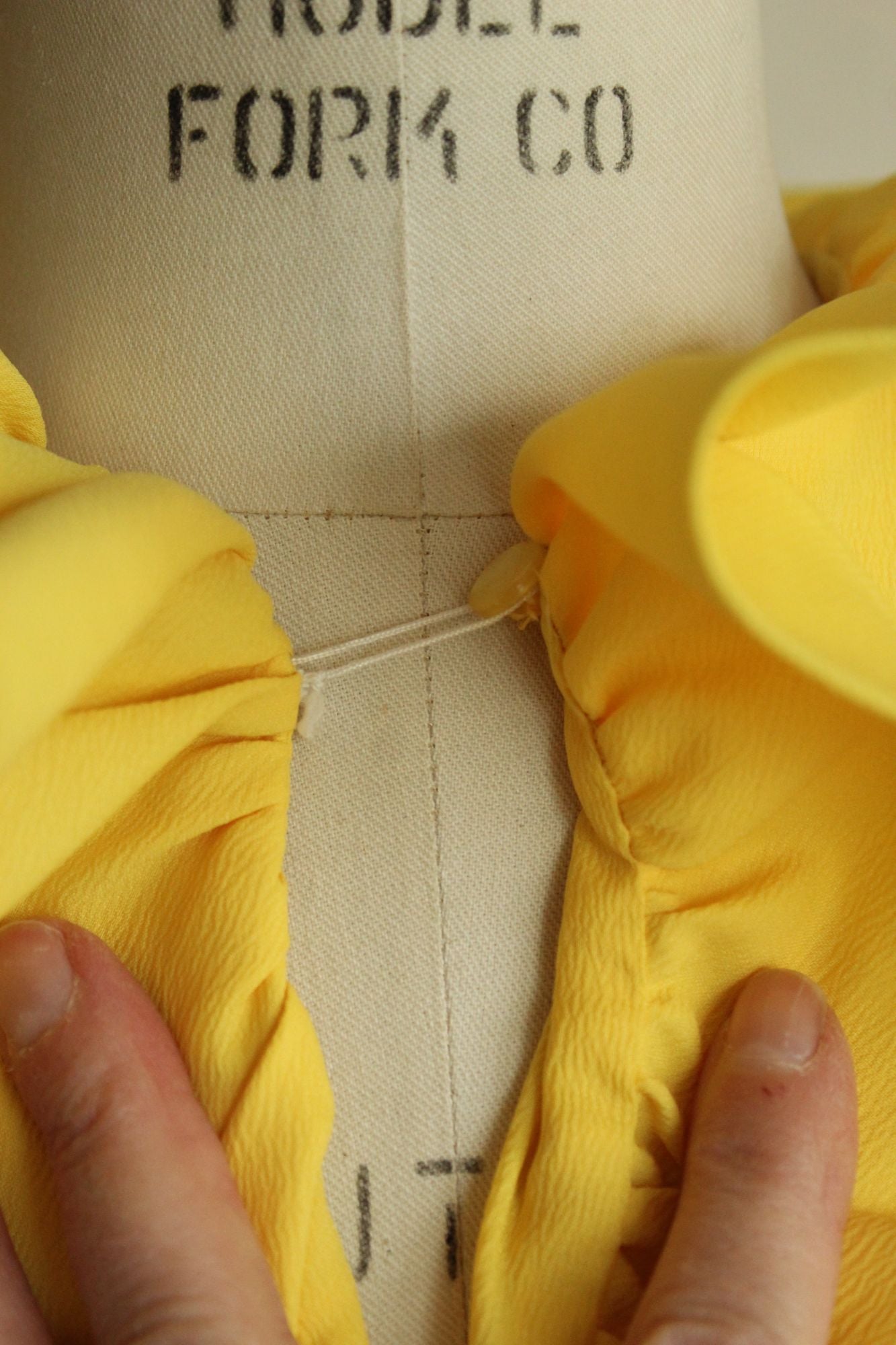 Vintage 1960s Teddi of California Yellow Ruffle Collar Blouse