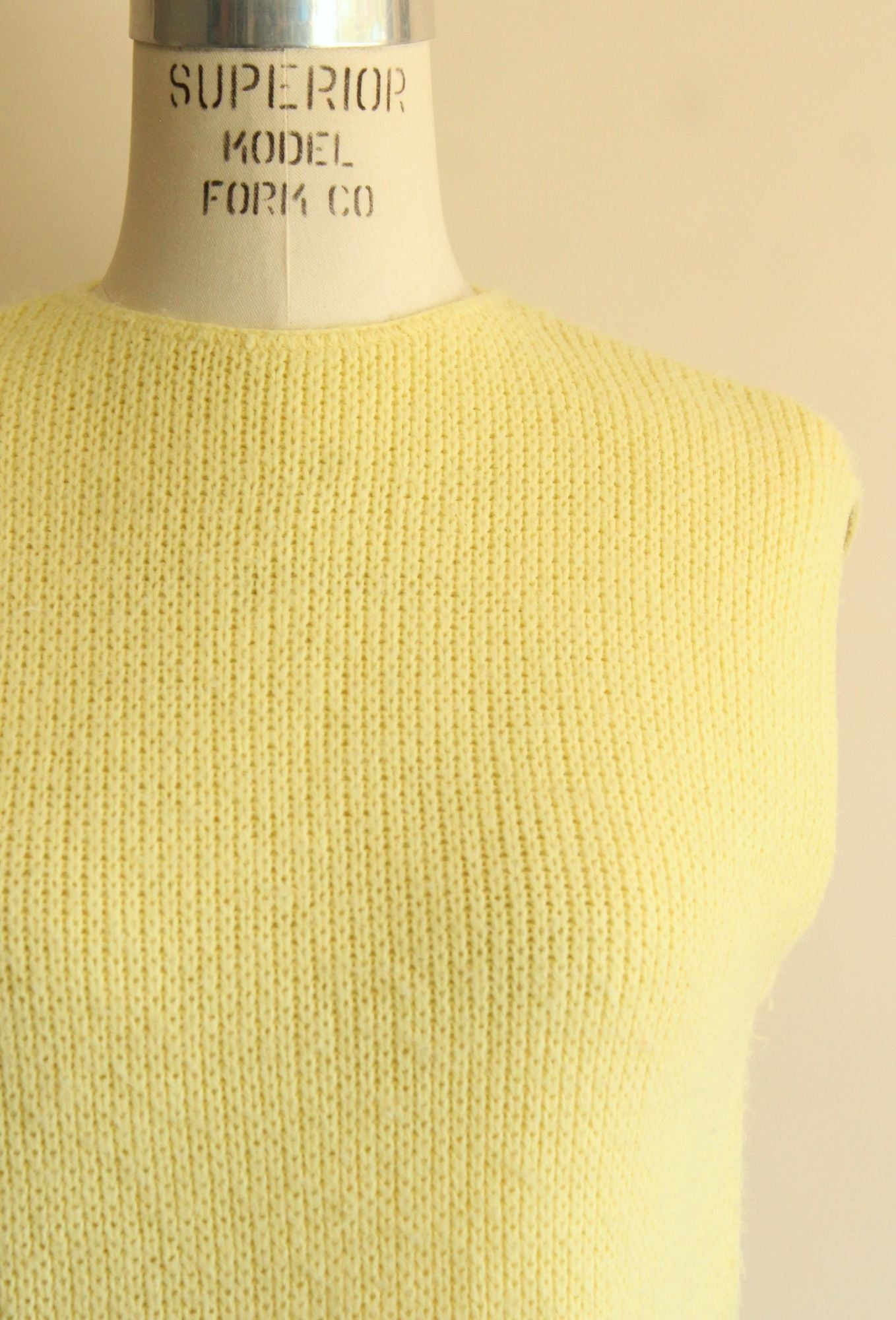 Vintage 1960s Classic Creations Yellow Knit Sweater Vest
