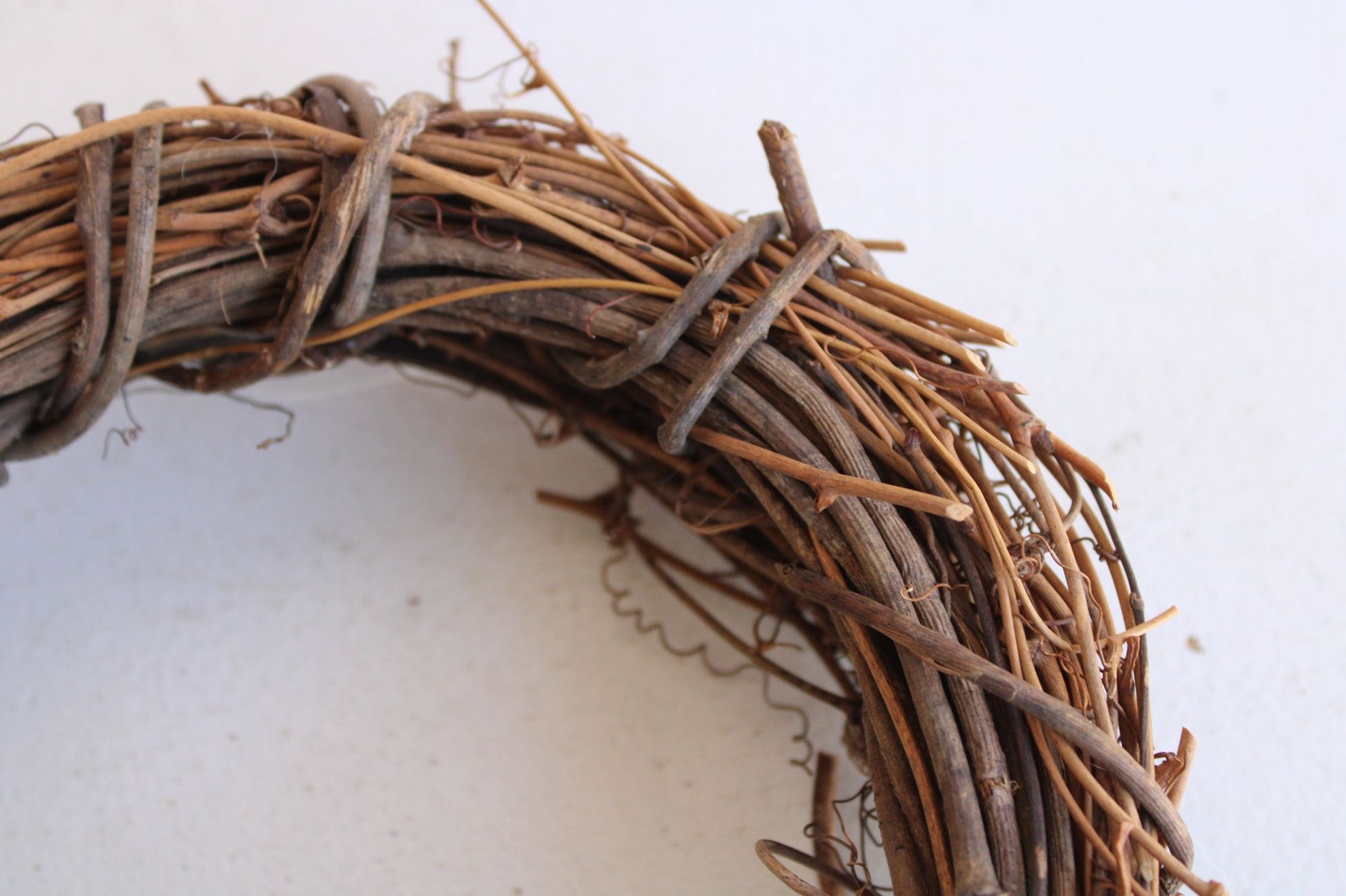 Grapevine Wreath, NOS, 6" Diameter, Single or Double, Natural Round