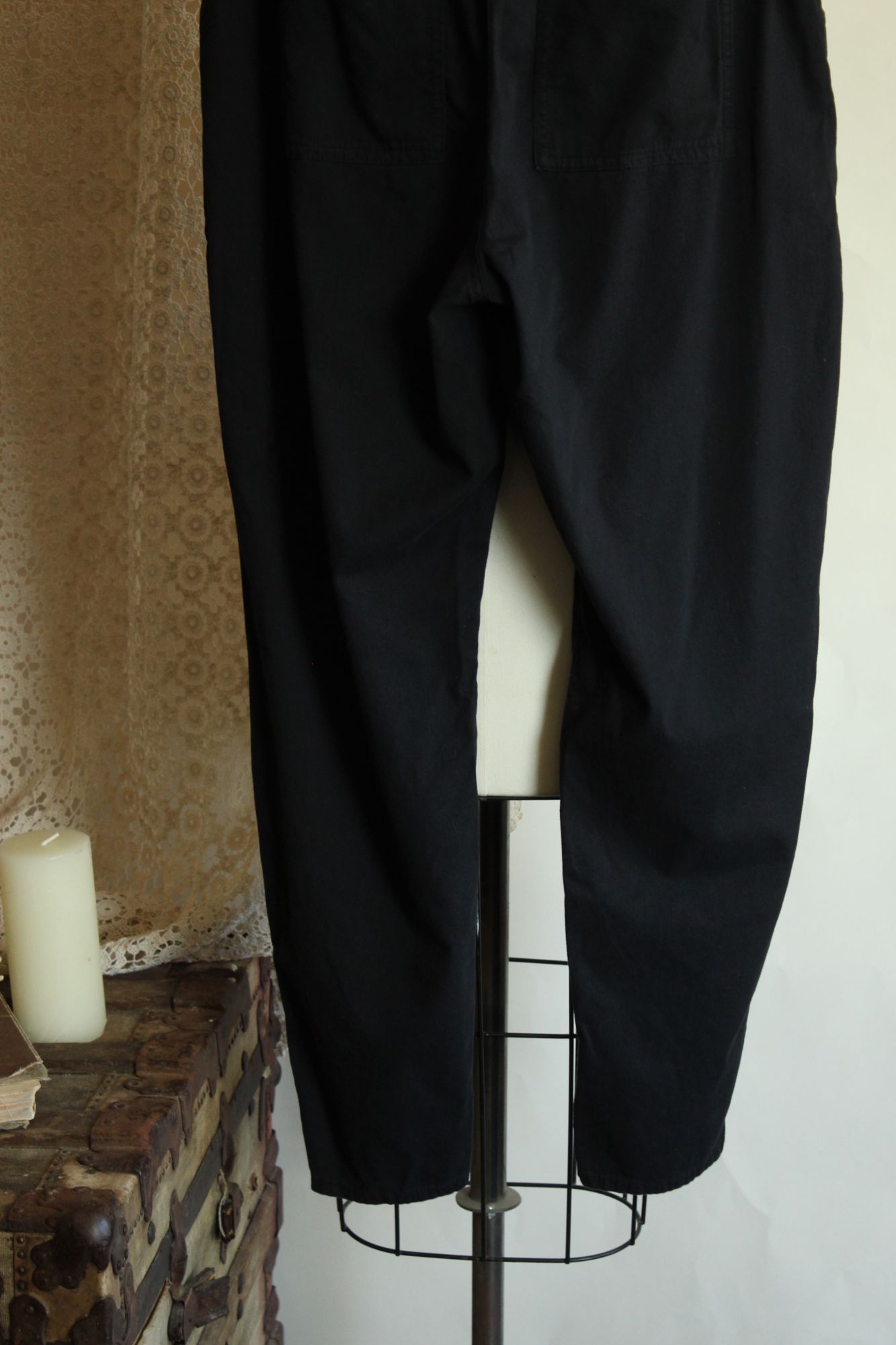 Womens Old Navy Pants,  Black Baggy Size Medium Cotton with Pockets, Elastic
