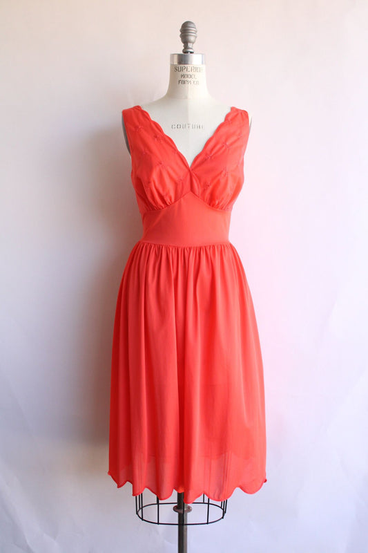 Vintage 1960s Vanity Fair Orange Nylon Nightgown