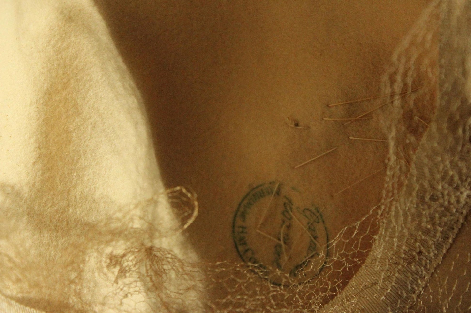 Vintage 1950s Chapeau Louise Ivory Wool Felt Hat with Birdcage Veil