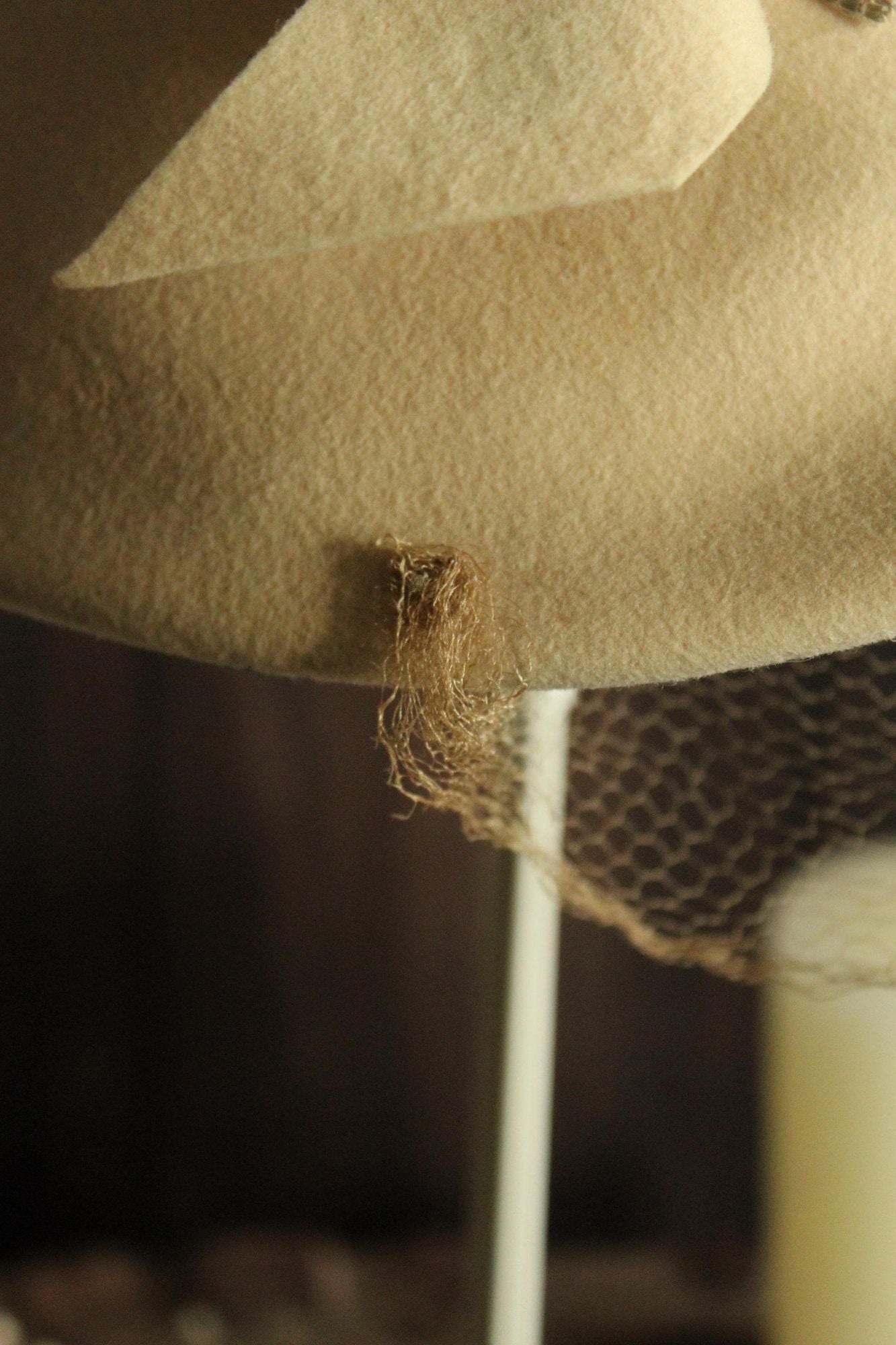 Vintage 1950s Chapeau Louise Ivory Wool Felt Hat with Birdcage Veil