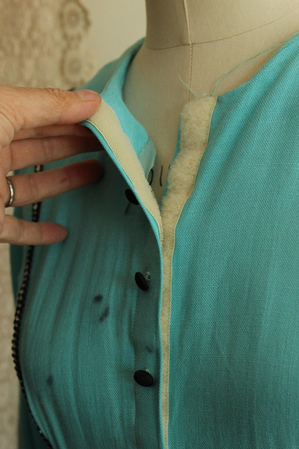 Vintage 1950s 1960s Victorian Day Dress Costume in Robins Egg Blue